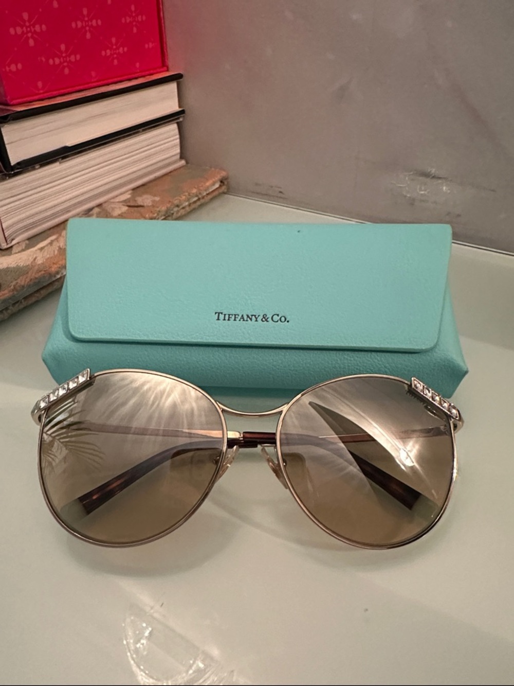 Tiffany & Co. Wheat Leaf Women's Sunglasses with Case - Crystal Accent